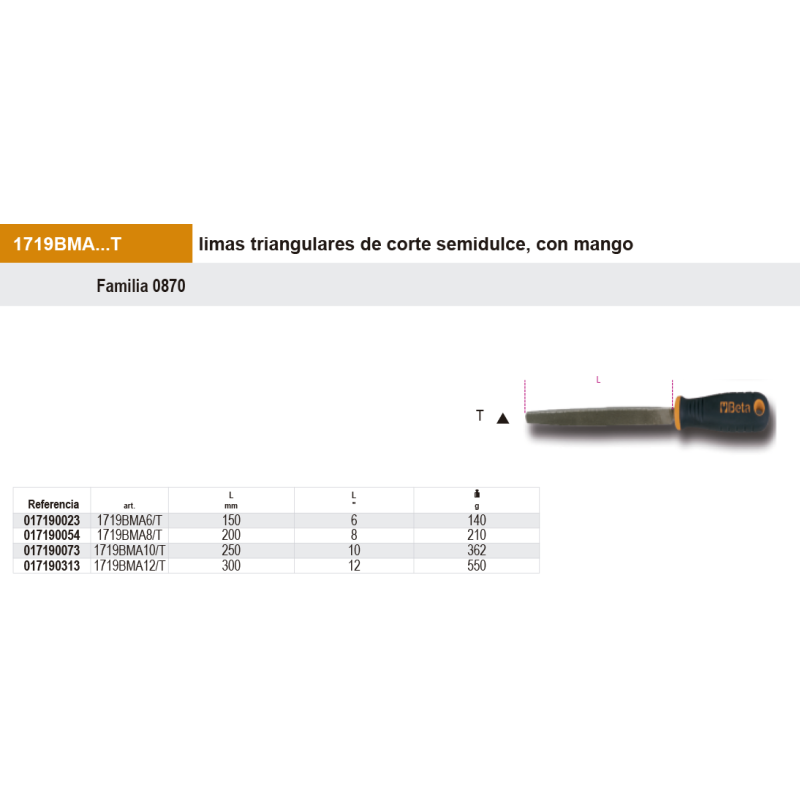 Lima triangular corte semi con mango