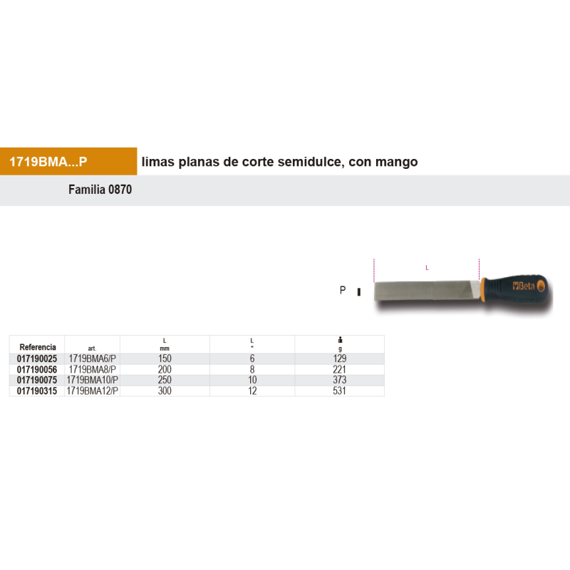 Lima plana corte semi con mango