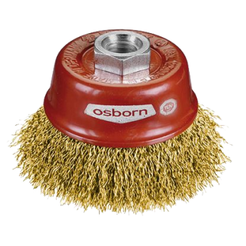 Ref. 0650 302 075 - Tazas Alambre Ondulado M-14  Ø 75 mm Acero Latonado (Altas revoluciones)