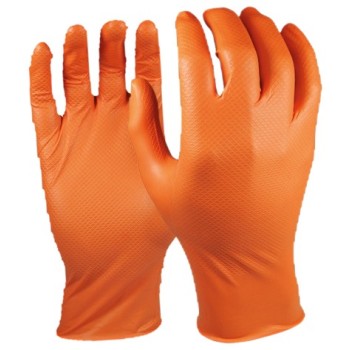 Guante de Nitrilo Naranja Rugoso