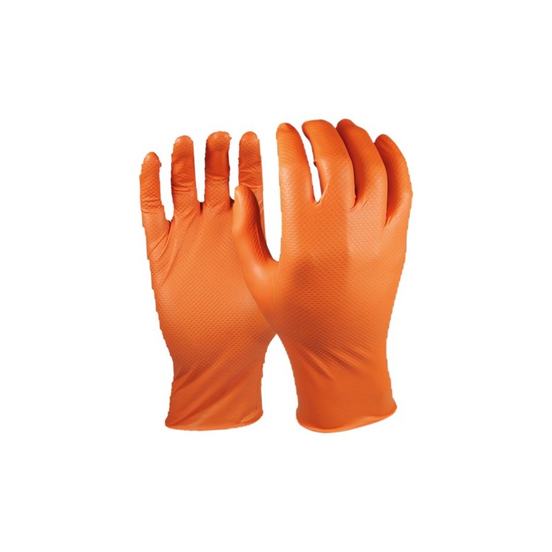 Guante de Nitrilo Naranja Rugoso