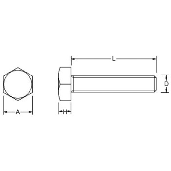 FAM. 0017 - Tornillo Métrico Cabeza Hexagonal  (DIN 933)  CINCADO