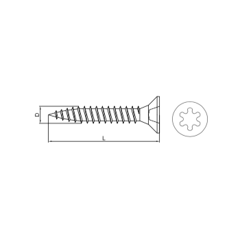 FAM. 0970 0408 - Tirafondos para Madera, Cabeza Avellanada, Huella TX, Autotaladrantes Punta “Type 17”