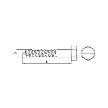 FAM. 0970 0410 - Tornillo Barraquero, Cabeza Hexagonal (Din-571)