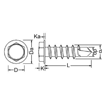 Ref. 0054 55 32 - Tornillo autoperforante hexagonal cincado (DIN 7504-K)