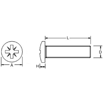 FAM. 0011 - Tornillo cabeza alomada, philips, cincado (DIN 7985)