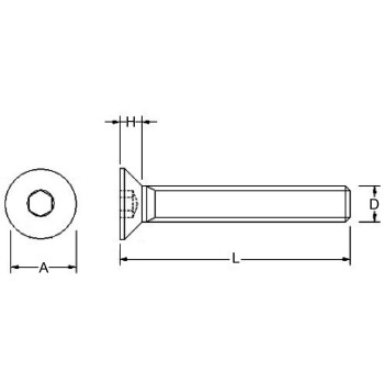 FAM. 0013 - Tornillo métrico pavonado cilíndrico cabeza avellanada allen (DIN 7991)