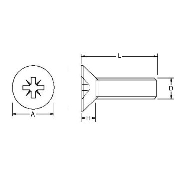 FAM. 0014 - Tornillo cabeza avellanada, estrella cincado (DIN 965)