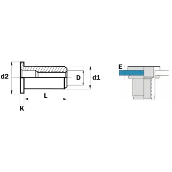 Ref. 0092 08 - Tuerca remachable ranurada ala ancha M8