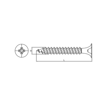 FAM. 0970 0516 - Tornillo para Placas de Cartón-Yeso, Cabeza Trompeta, Rosca Doble Hilo, Punta S