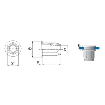 Ref. 0094 04 - Tuerca remachable hexagonal