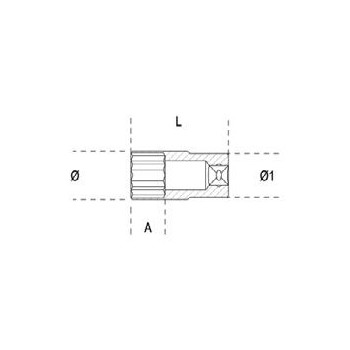 Ref.  900AS-MBL - Vaso largo en pulgadas 1/4" multicara