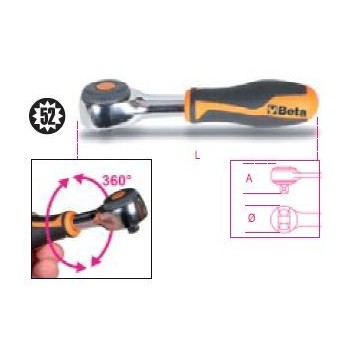 Ref. 900/58 - Carraca con cabeza giratoria 1/4" 52d