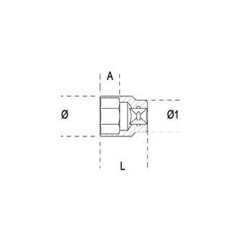 Ref. 910A/AS - Vaso estándar en pulgadas 3/8" hexagonal