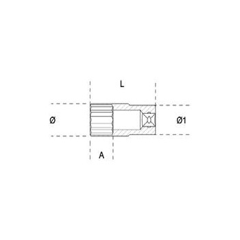 Ref. 910AL - Vaso largo en métrico 3/8" hexagonal