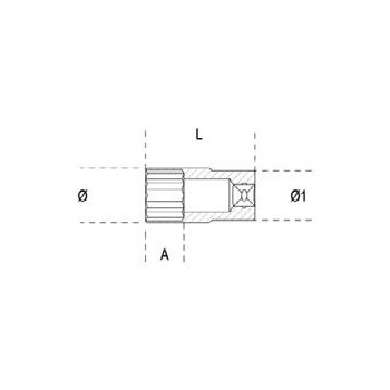 Ref. 910AS/L - Vaso largo en pulgadas 3/8" multicara