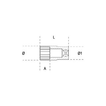 Ref. 910FTX/L - Vaso largo para tornillos macho Torx 3/8