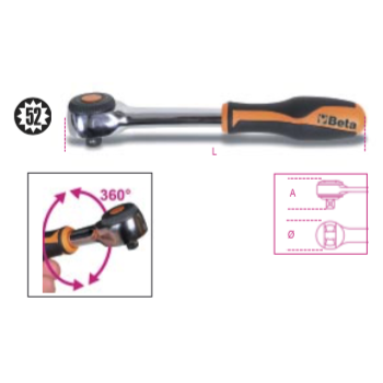 Ref. 910/58 - Carraca con cabeza giratoria 3/8" 52d