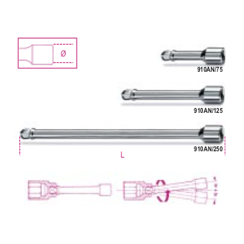 Ref. 910AN - Extensión angular 3/8" 75-250 mm