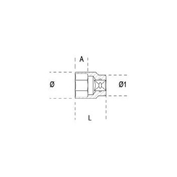 Ref. 920A/AS - Vaso estándar en pulgadas 1/2" hexagonal