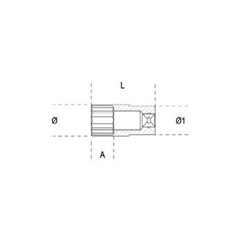 Ref. 920AL - Vaso largo en métrico 1/2" hexagonal