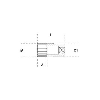 Ref. 920AS/L - Vaso largo en pulgadas 1/2" multicara