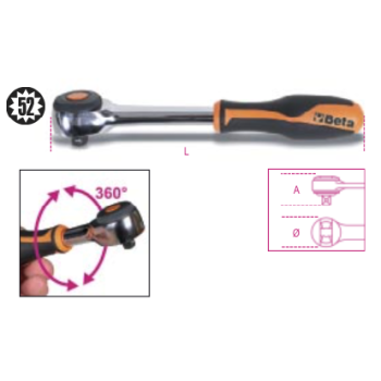 Ref. 920/58 - Carraca con cabeza giratoria 1/2" 52d