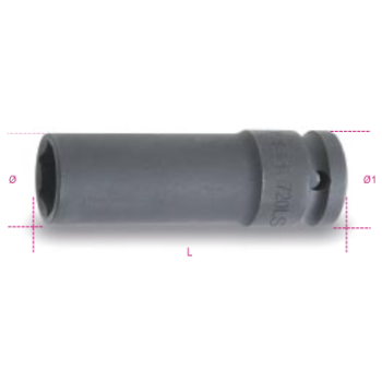 Ref. 720LS - Vaso impacto 1/2” hexagonal Largo métrico pared fina