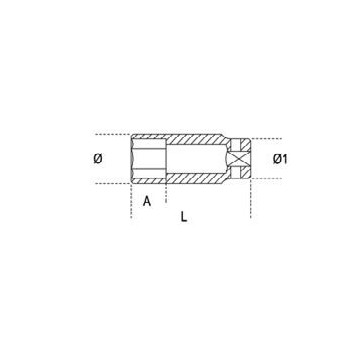 Ref. 728L - Vaso impacto 3/4” hexagonal Largo métrico