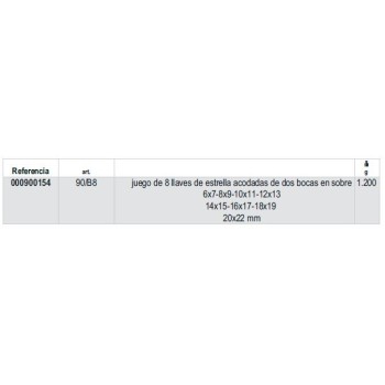 Ref. 90/B - Juego en bolsa de 8 llaves de estrella acodadas de dos bocas