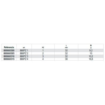 Ref. 866PZ - Puntas de 5/16 para tornillos con huella de cruz Pozidriv-Supadriv