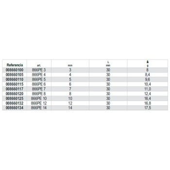 Ref. 866PE - Puntas de 5/16 macho hexagonales