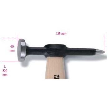 Ref. 1353 - Martillo de aplanar cabeza plana y peña en punta mango de madera