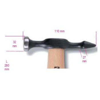 Ref. 1359T - Martillo de peña horizontal y cabeza plana mango de madera