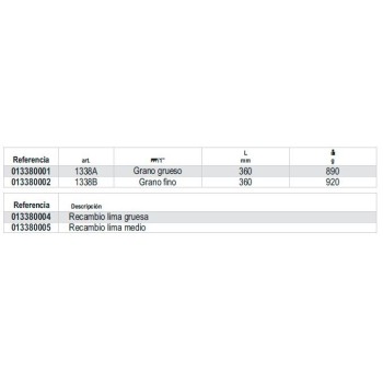 Ref. 1338A - 1338B - Portalima con lima de dentado radial, plana y flexible