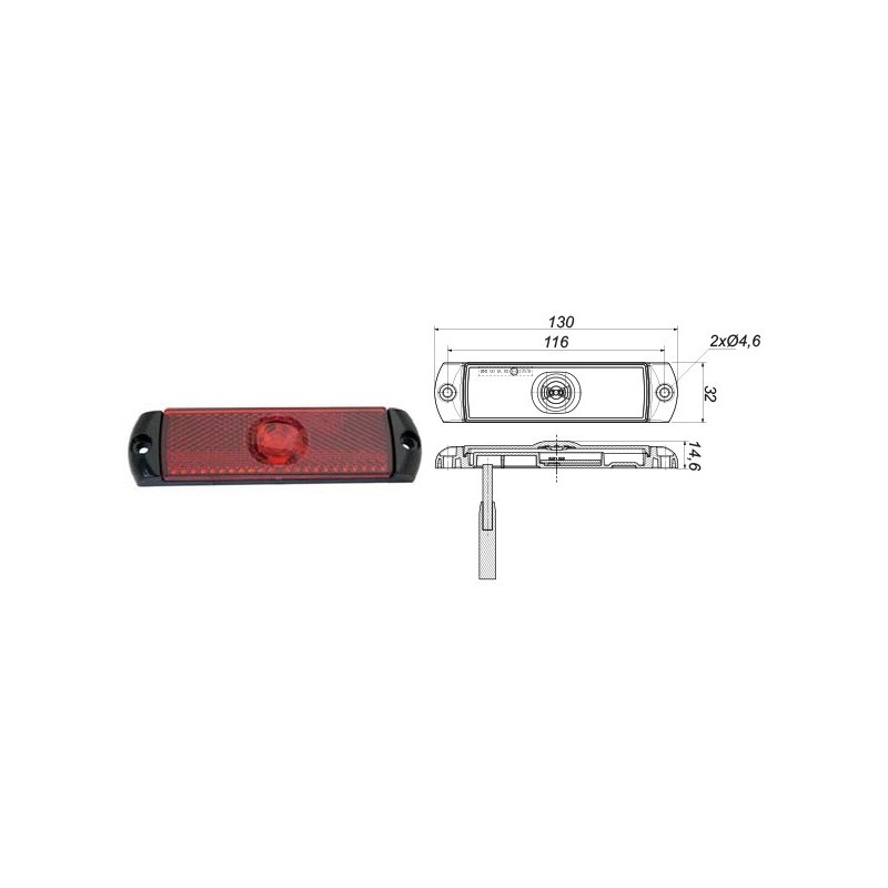 Ref. 0895 259 009 - Piloto Gálibo LED 12/24V con reflectante
