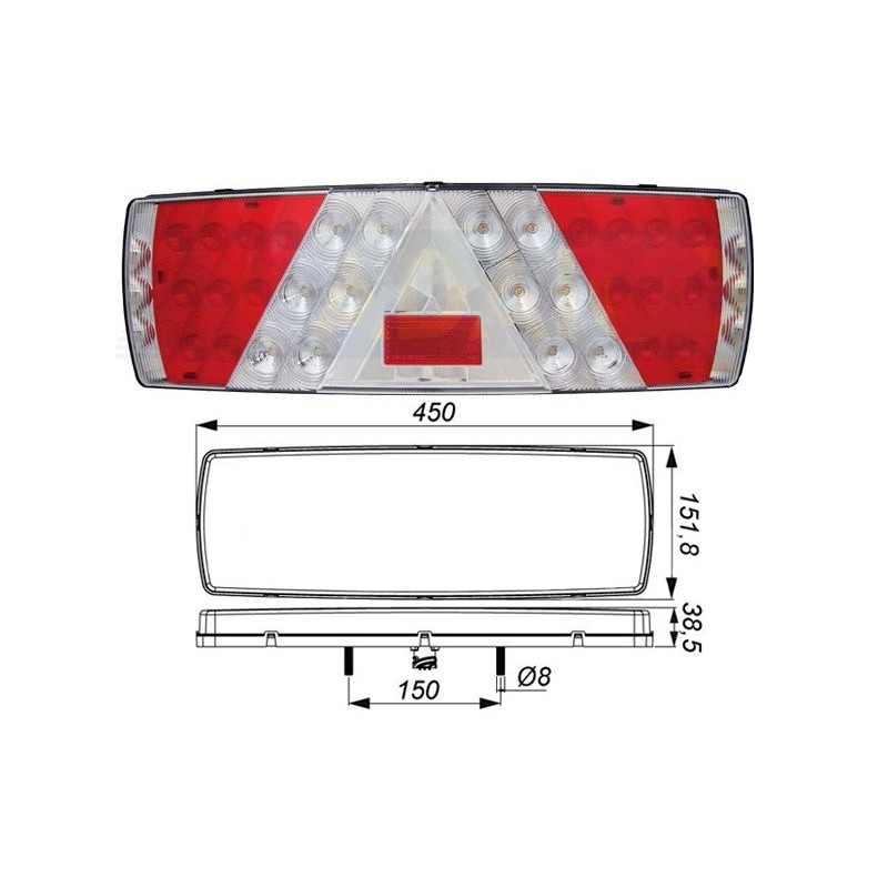 Ref. 0895 259 039 - Piloto Trasero LED 12/24V Tractora 7 funciones