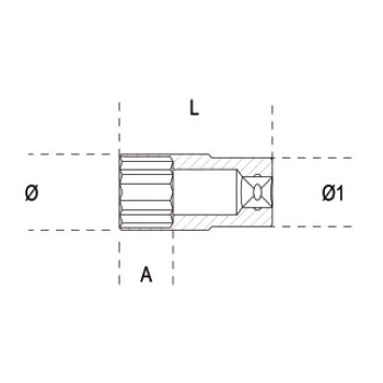 Ref. 009000216 - 900MB/L Vaso largo en métrico 1/4" multicara