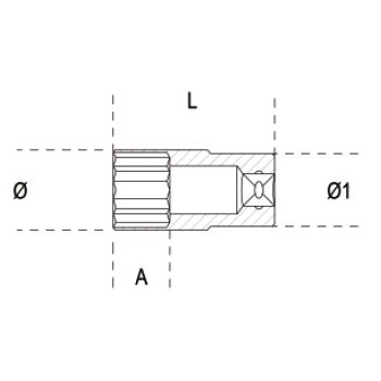 Ref. 009000326 - 900AS/MBL Vaso largo en pulgadas 1/4" multicara