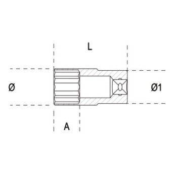Ref. 910AL - Vaso largo en métrico 3/8" hexagonal