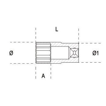 Ref. 910BL - Vaso largo en métrico 3/8" multicara