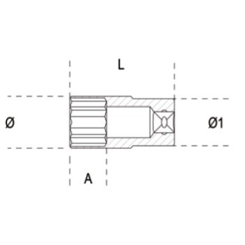 Ref. 910AS/L - Vaso largo en pulgadas 3/8" multicara