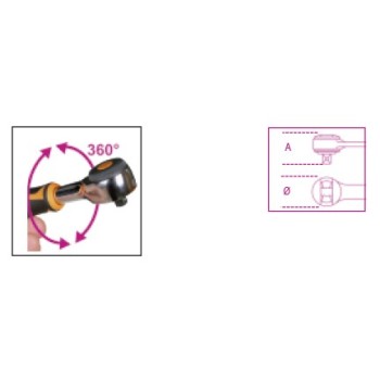Ref. 910/58 - Carraca con cabeza giratoria 3/8" 52d