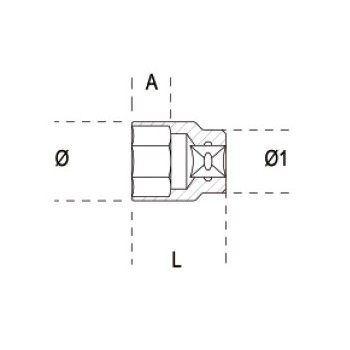 Ref. 920A/AS - Vaso estándar en pulgadas 1/2" hexagonal